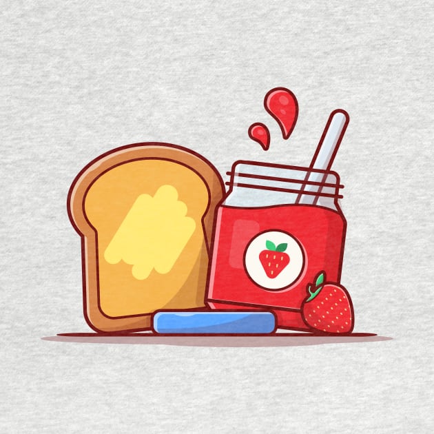 Toast Bread With Strawberry Jam Cartoon Vector Icon Illustration by Catalyst Labs